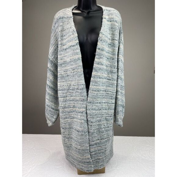 Lovestitch Women‎ Blue Gray Wool Blend Balloon Sleeve Open Duster Cardigan M/L. - Picture 1 of 8